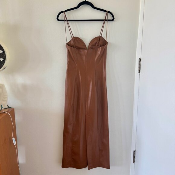 ZARA Caramel Faux Leather Midi Dress - NWOT - Size SM - Picture 5 of 5
